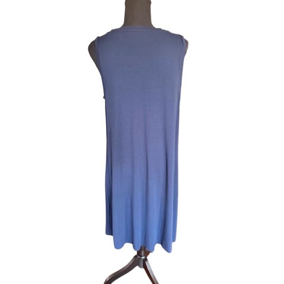 LOFT Navy Sleeveless Midi Dress Women’s Large Flowy Casual - Picture 3 of 5
